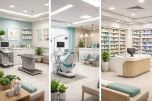 Aménagement des espaces de santé : découvrez les spécificités pour cliniques vétérinaires, cabinets dentaires et pharmacies.